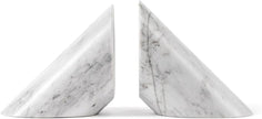 Fox Run 100% Natural Polished Marble Bookends, White, Set of 2, Angled