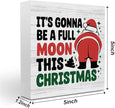 Funny Christmas Bathroom Decor Bathroom Desk Accessories Christmas Decorations Indoor Wooden Box for Toilet Shelves Santa It's Gonna Be A Full Moon This Xmas Signs 5 X 5 Inch