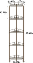 5 Tier Floor Standing Corner Shower Caddy Organizer Shelf with Hooks, Bathroom Shelves Stand Rack, Bronze