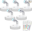 KINDEEP Spotlight Battery Operated, RGB Wireless LED Puck Light, Stick on Mini Accent Light, Dimmer & Timer Uplight with Remote, 4000K Warm White, for Picture Artwork Painting Plants 6 Pack