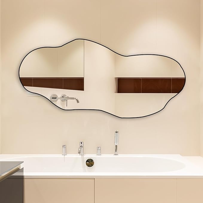POZINO Irregular Wall Mirror, Large Asymmetrical Mirrors, 47.2