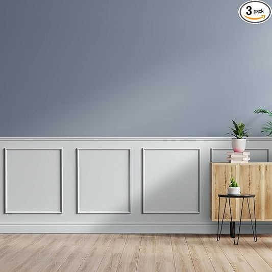 3 Set Accent Wall Molding Kit Premade Wainscoting Panels Wall Molding Peel and Stick Panel White Pre Cut Trim for Walls Picture Frame Molding for Home Decoration(16 x 20 Inch)