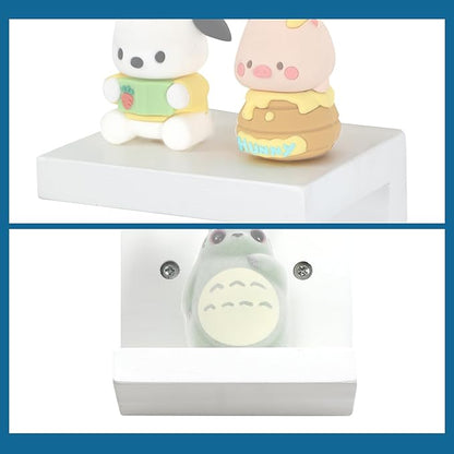 Small Floating Shelf for Wall Set of 6,Mini Shelves for Display Small Figurine,Plant,Collectibles,Wall Shelves for Bedroom Living Room Bathroom Kitchen Decor（White）