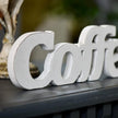 Rustic Distressed White Coffee Sign for Tabletop for 14