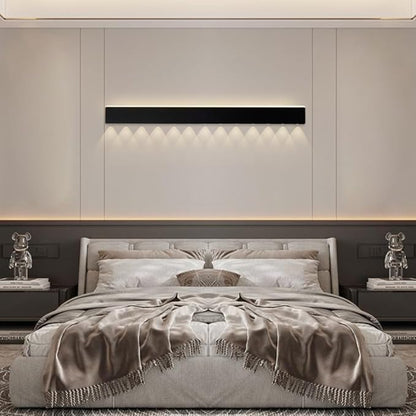 LED Wall Light, Ultra-Thin Black Metal Sconce with Mini Spotlight, Up and Down Lighting for Bedroom, Living Room, and Hallway - 3000K Warm White(120CM)