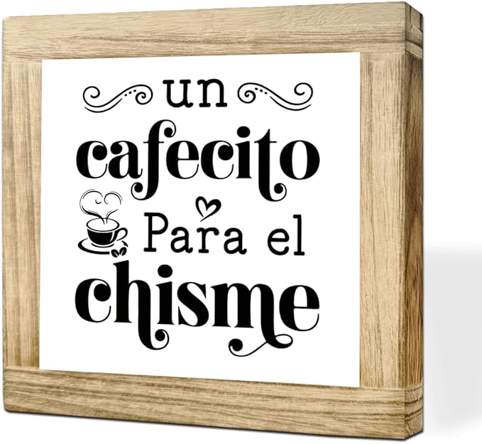 Wood Coffee Sign Un Cafecito Para El Chisme Spanish Coffees Plaque Handmade Rustic Wall Art For Office Kitchen Cafe Bar Square Wood Coffees Decor Sign Gift For Coffee Lover 5.9x5.9 Inch