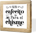 Wood Coffee Sign Un Cafecito Para El Chisme Spanish Coffees Plaque Handmade Rustic Wall Art For Office Kitchen Cafe Bar Square Wood Coffees Decor Sign Gift For Coffee Lover 5.9x5.9 Inch