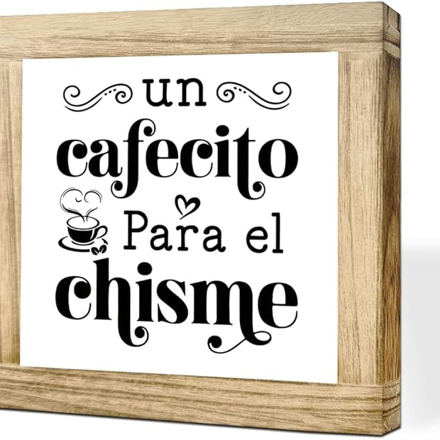 Wood Coffee Sign Un Cafecito Para El Chisme Spanish Coffees Plaque Handmade Rustic Wall Art For Office Kitchen Cafe Bar Square Wood Coffees Decor Sign Gift For Coffee Lover 5.9x5.9 Inch