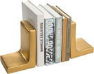 MyGift Modern Gold Concrete Office Bookshelf Decor Bookends for Heavy Book and Textbooks, Desktop Book Holder, 1 Pair