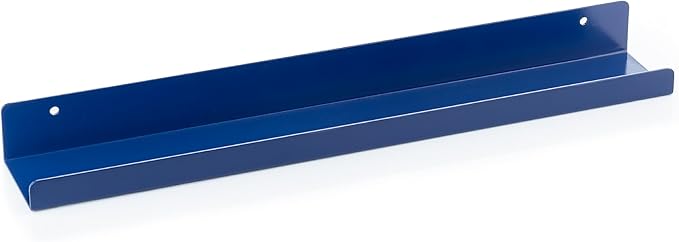 Vinyl Record Shelf - A Metal Display Shelf - Wall Mount Now-Playing Vinyl Shelves - an Album Record Holder That Doubles as a Picture Ledge - Fits All Records (Blue)