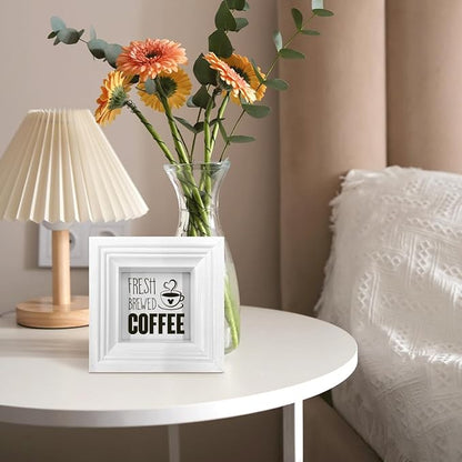 SDJYUSDF Coffee Decor Art, Fresh Brewed Coffee Sign, Mini Wooden Box Sign, Rustic Tabletop Decors, Shelf Decoration, Cafe Decors, Modern Farmhouse Home Decor for Kitchen Bar, Coffees Lover Decoration