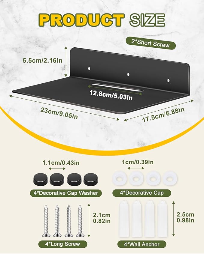 eZAKKA Black Metal Shelf, Metal Floating Shelves, 9" Heavy Duty Industrial Modern Steel Linear Wall Shelf Display Shelves for Decorative for Modern Farmhouse Living Room, 2 Pack, Black