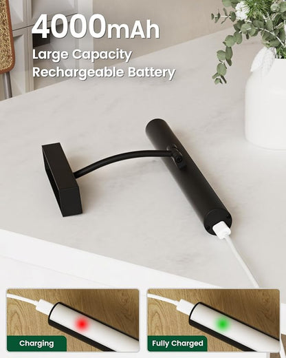 Bridika Picture Lights for Wall Battery Operated with Remote, 3 Color Modes and Dimmable Rechargeable Art Lights for Paintings, Gallery, Bedroom, Bathroom with Timer Black 2