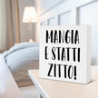 Funny Italian Kitchen Sign - Kitchen Decor - Mangia e Statti Zitto Wood Sign Home Dining Room Cabinets Desk Shelf Table Tabletop Decor 5×5 Inches