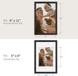puthiac 8x12 Solid Oak Wood Picture Frame, Fits 6x8 with Mat or 8x12 Without Mat, Wall or Tabletop Display with Stand, Vertical or Horizontal, Plexi Front, 3 Pack, Black