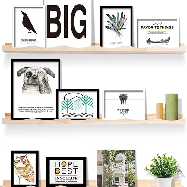 AZSKY Floating Bookshelf for Kids, Floating Shelves for Wall, Cloud Picture Ledge Shelf Natural, 35.4 Inches Nursery Book Shelves Set 3, Baby Book Shelf for Baby & Toddler Room Decor