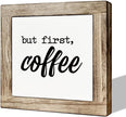 But First Coffee Decor Set - Wooden Box Signs for Home, Kitchen & Dining Room - Rustic Tabletop Decor for Coffee Lovers