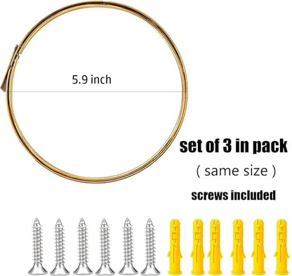 Cityelf Floating Shelves Wall Mounted Wall Decor Iron Glass Hanging Shelf Home Decor Set of 3 Display Ledge Shelves for Living Room Bedroom Office-Gold-S