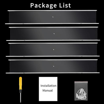 4 Pack 24-Inch Long Clear Acrylic Floating Shelves U Shape Wall Shelf for Book Display Makeup Product Spice Organizer