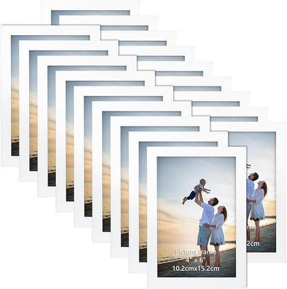 Hoikwo 18 Packs 4x6 White Multi Plastic Picture Frames Set with Plastic Cover for Family Photos, Artwork, Light Weight Bulk 4 by 6 Frames Pack for Wall Hanging and Table, Stylish Picture Frames