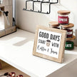 Coffee Sign Decor for Coffees Bar Good Days Start with Coffee & Jesus Wood Farmhouse Wall Sign Inspirational Cafe Bar Decor for Kitchen Home Office Ideal Gift To Christian Coffees Lover 5.9x5.9 Inch