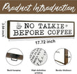 Coffees Wood Sign, Rustic Coffees Decoration, Country Farmhouse Decoration for Home Kitchen, Funny Coffee Station Decor, No Talk Before Coffee Sign, 17.8x4x1.2 inches
