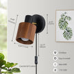 Modern Black Plug in Wall Lamp, Real Dark Wood Wall Sconces Lighting, for Living Room, Bedroom, Guest Room, E26 Base