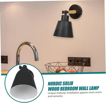 Nordic Modern Wall Light Black Wood Corridor Lamp Simple Chic Bedroom Wall Mounted Lamp for Hallway Stylish Minimalist Decor for Bedside and Balcony Lighting
