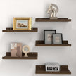 RICHER HOUSE 5 Set Floating Shelves for Wall Decor, Wall Mounted Book Shelf, Nursery Shelves Picture Ledge Shelf with Lip for Storage, Bedroom, Living Room, Bathroom - Walnut