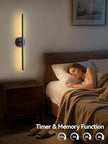 Battery Operated Wall Sconces Set of 2, Rechargeable LED Wall Lights with Remote & Touch Control, 350° Rotatable, 30 Inch Black Dimmable & Timer Modern Wireless Wall Lamps for Bedroom Living Room