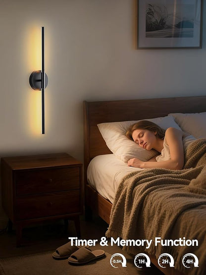 Battery Operated Wall Sconce, Rechargeable Wireless Wall Sconces with Remote, 30 Inch Modern Dimmable Sconce Wall Light, 350° Rotate Wall Lamp for Hallway, Background Wall, Bedroom, Living Room