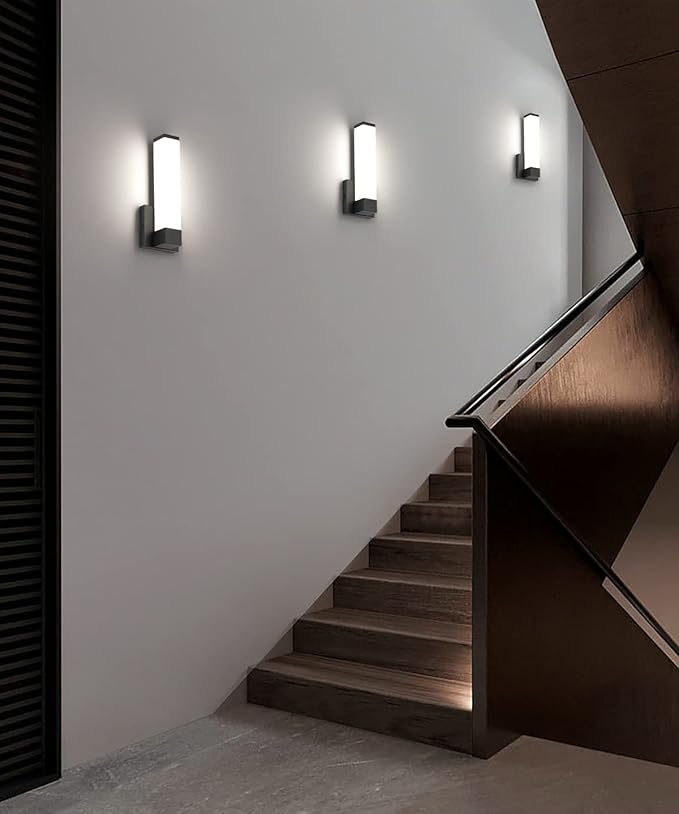 Dimmable Wall Lights for Bedroom Modern Black Indoor LED Hallway Sconces Corner Light 12