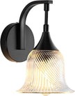 1-Light Black Wall Light,Bathroom Wall Sconce Modern Sconce Light Indoor with Textured Glass Shade,Hardwired Wall Sconce for Living Room Hallway Bedroom Kitchen(E26