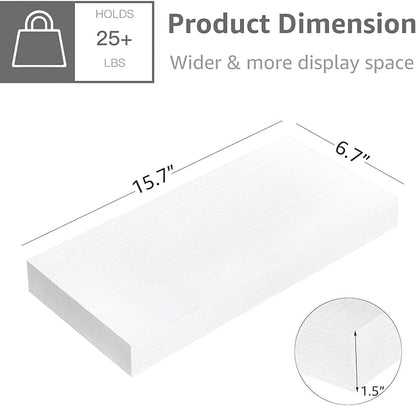 QEEIG Floating Shelves for Wall Bathroom Shelf Bedroom Kitchen Living Room Farmhouse Small Book Shelf 16 inch Set of 4, White (015-W4)