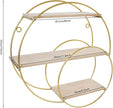 Floating Shelves Wall Mounted, 3-Tier Storage Display Rack Storage Display Rack Metal Wall Mount Display Organizer Holder for Home Decor,Gold (1, Round)