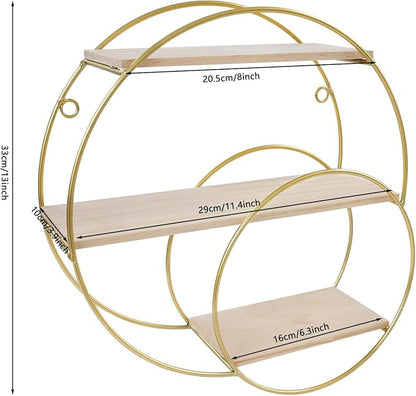 3 Tier Floating Circular Wall Decor Round Decorative Hanging Shelves,Round Wall Shelf,Rounds Shelves Wall Decor,Circle Shelf Set,Storage Display Rack,Hanging Circle Floating Shelves For Kitchen Round
