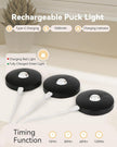 Rechargeable Puck Lights (6Pcs) with Remote, 1500mAh Battery, Dimmer & Timer, Wireless Led Stick on Lights for Bedroom, Kitchen