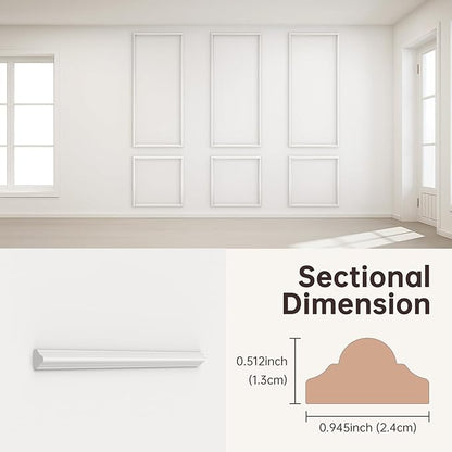 DODOKIE Peel and Stick Wall Molding Kit, Pre Cut Molding Wainscoting Panels for Interior Home Wall Moulding Décor Living Room Decoration, Self-Adhesive Ready to Assemble White (3 Set, 24 x 78 in)