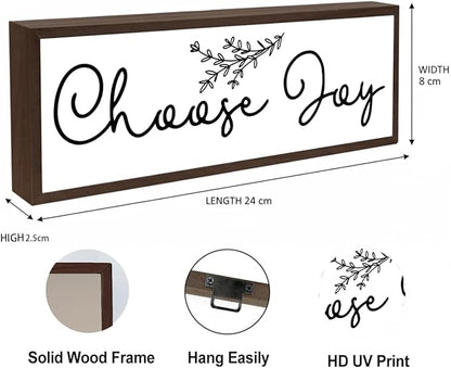 Choose Joy Sign, Happy Decoration for Home Office, Inspirational Wooden Framed Sign, Living Room Decor Tabletop, Rustic Home Bar Club Decors, Farmhouse Wall Decoration
