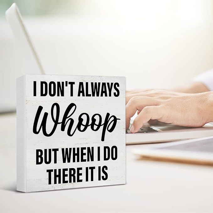 Funny Office Desk Decor Humor Office Quote Wooden Sign for Home Office Cubicle Desk Table Shelf Decor 5×5 Inches, Gifts for Boss Lady Social Worker Manager Coworker