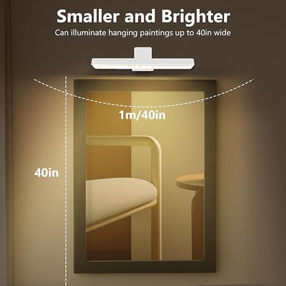 2Pack Picture Lights for Wall, 4500mAh Rechargeable Battery Painting Lights with 3 Color Temps,Remote Dimmable Timer Poster Light,Wall Decor Light for Art Display,Frame