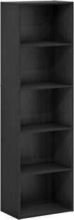 Furinno LUDER Book Shelf, 5-Cube Bookshelf, Bookcase with Open Shelf, 9.4 x 15.8 x 52, for Living Room, Bedroom, Home Office, Blackwood