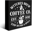 Witch Sign Witches Brew Coffee Wooden Sign Witchy Halloween Decor Gothic Magic Decorations for Home Kitchen Coffee Bar Shelf 5 X 5 Inches