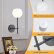 Black Battery Operated Wall Sconces Set of 2, Rechargeable Wireless Wall Lights with Milky White Frosted Glass Shade, 12 RGB and 3CCT Dimmable, Wall Lamps with Remote for Bedroom Living Room Hallway