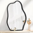 Wall Mirror Irregular Wavy Mirror Modern Wood Frame Mirror Unique Shape Asymmetrical Wall Vanity Artistic Mirror Decor for Living Room Bedroom Bathroom Entryway Hallway Black Large
