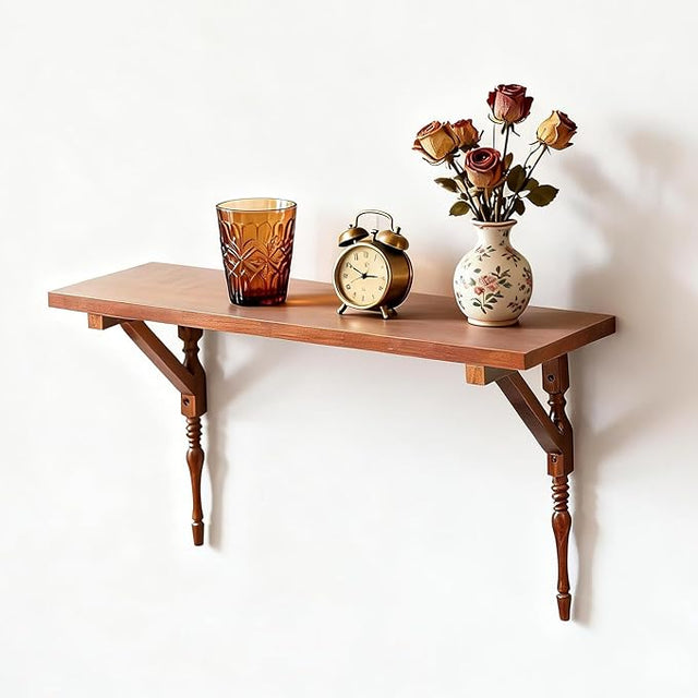 100% Solid Wood Floating Shelves for Wall, Vintage Wall Shelf Home Decor. 23.8" Long Floating Shelf for Living Room, Bathroom, Bedroom and Kitchen.