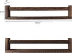 Nursery Book Shelves, Set of 2 Wood Floating Book Shelves for Kids Room, Kitchen Spice Rack, or Rustic Wall Mounted Shelves for Farmhouse Bathroom Décor (Carbon Brown)