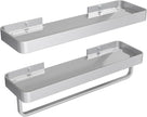 Danpoo 16-Inch Silver Floating Bathroom Shelves with Towel Bar, Clear Tempered Glass Wall Shelf 2-Pack – Versatile Bathroom Organizer Set