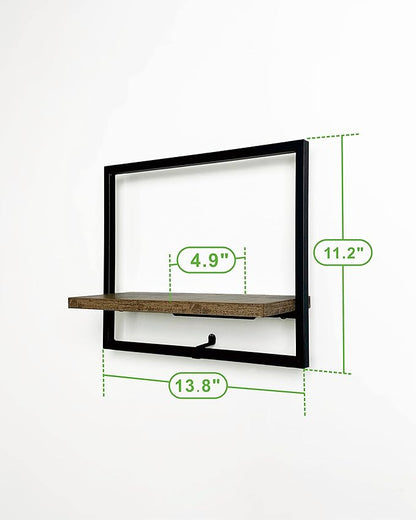 Cocoyard Set of 2 Floating Shelves. Rustic Wall Mounted Display Shelf for Livingroom Bedroom Bathroom, Art Deco, and Plants. Metal Wood Finish Wall Mounted Shelves