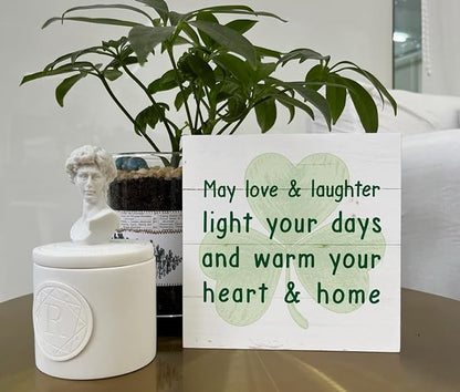 St. Patrick's Day Decor, Wooden Box Sign Desk Decor, White Wood Box Sign, Inspirational Decor Sign, Table Decorations for Home Living Room Bedroom, Housewarming Gift, Saint Patrick's Day Gift